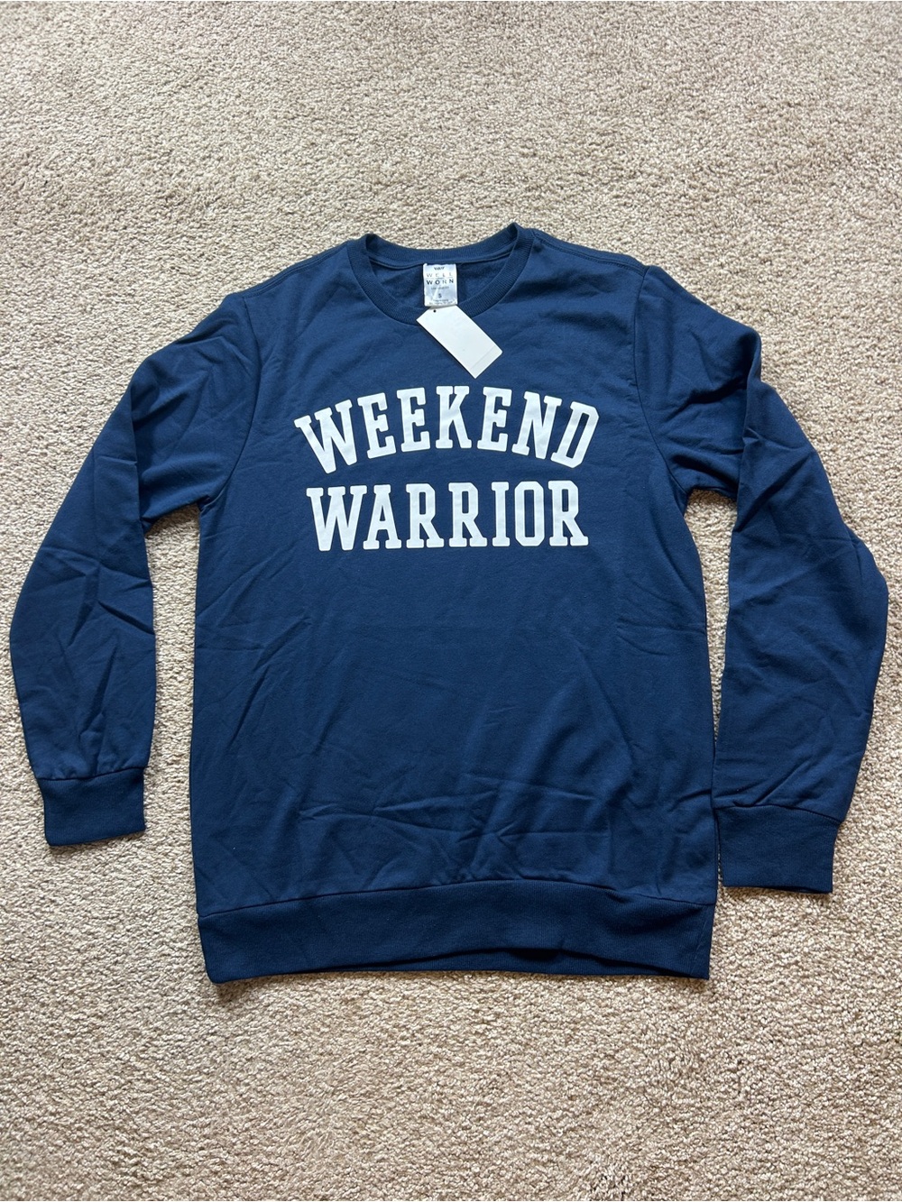 Weekend Warrior Blue Graphic Sweatshirt Women's Long Sleeve Pullover Crewneck